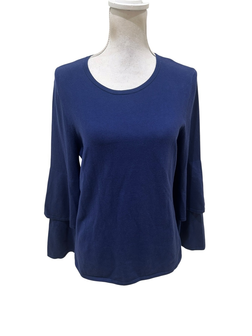 NWT Sail to Sable blue Layered Bell-Sleeve scoop neck Sweater large
